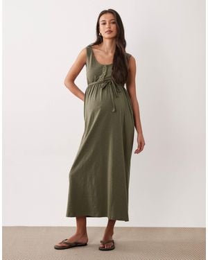 Mama.licious Mamalicious Maternity 2 Function Nursing Button Through Maxi Sundress - Green