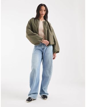 ASOS Kurze nylon-bomberjacke mit ballonsaum - Blau