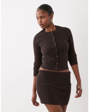The Frolic Exclusive Cable Knit Mini Skirt Set - Black