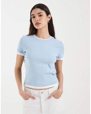 Vero Moda Double Layer Binding Detail T-shirt - Blue