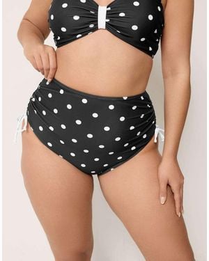 Yours Clothing Super High Waisted Polka Dot Bikini Briefs - Black
