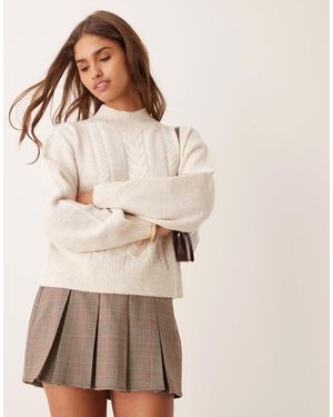 Jdy High Neck Cable Knit Jumper - Natural