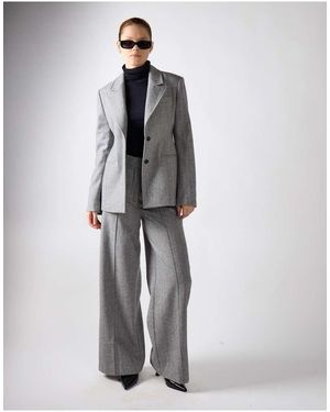 NARRATED Tailored Wide Leg Trousers - Grey