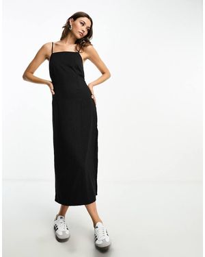 Stradivarius Vestito Lungo Sartoriale Con Motivo Gessato - Bianco