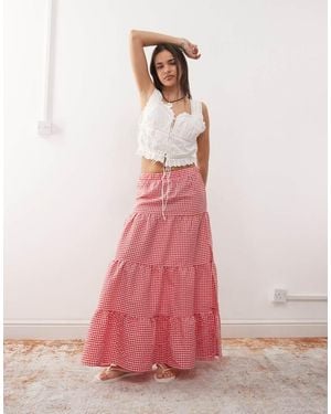 Noisy May Tie Maxi Skirt - Pink