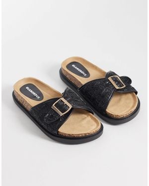 Glamorous Flat Woven Sandals - Black
