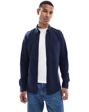 Threadbare – langärmliges pikee-hemd aus baumwollmix - Blau
