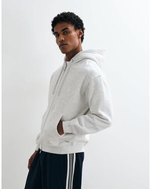 Jack & Jones Heavyweight Double Zip Hoodie - White