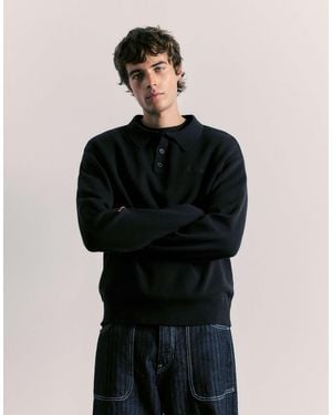 Pull&Bear Langärmliges strick-polohemd - Schwarz