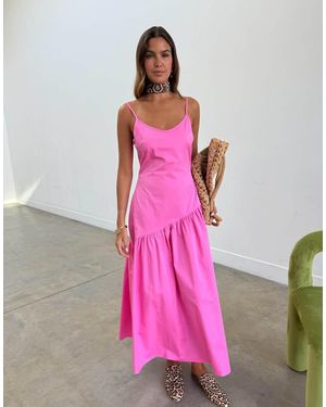 Never Fully Dressed Cami Asymmetric Seam Midi Dress - Pink
