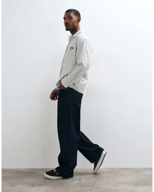 ASOS Oversized Oxford Overhemd Met Strepen En Borstprint - Wit