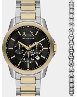 ARMANI EXCHANGE – zweifarbiges set aus edelstahl - Weiß