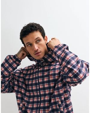 Collusion – trainingsjacke aus nylon mit reißverschluss und em karomuster - Blau
