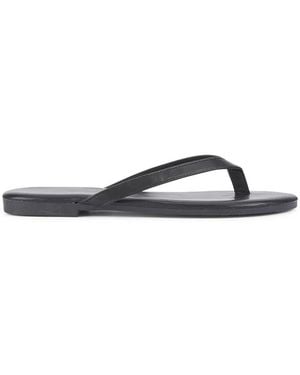 SEQWL Wide Fit Flip-Flops Minimalist Flat Thong Sandals Leather Look Finish - Blue