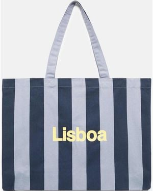 Pull&Bear – lisboa – gestreifte tragetasche - Blau