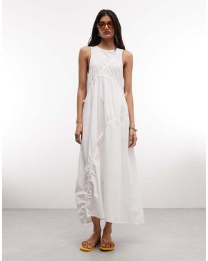 Collusion Channel Detail Midi Dress - White