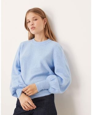 Vila Balloon Sleeve Knitted Sweater - Blue