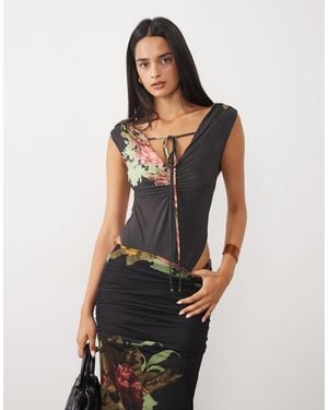 ASOS Printed Bodysuit - Black