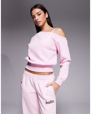 Kaiia Sudadera Rosa Pastel Extragrande Asimétrica De Tejido Rico En Algodón De (Parte De Un Conjunto)