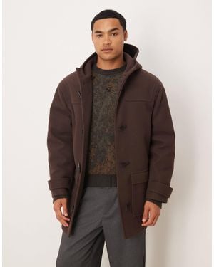ASOS Oversized Mid Length Wool Look Duffle Coat - Brown
