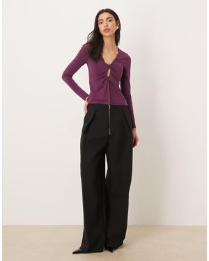 Abercrombie & Fitch Long Sleeve Cut Out Twist Top - Pink