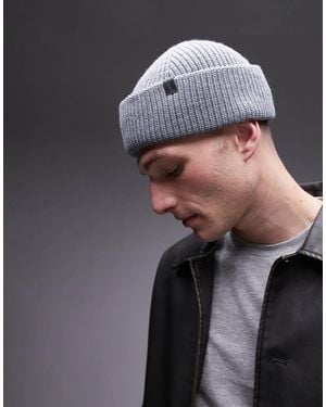 AllSaints Merino Wool Fisherman Beanie - Gray