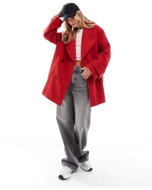 ASOS Oversized Twill Pea Coat - Red