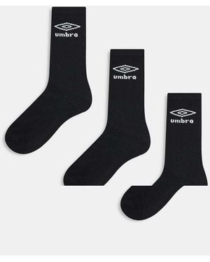 Umbro 3 Pack Crew Socks - Black
