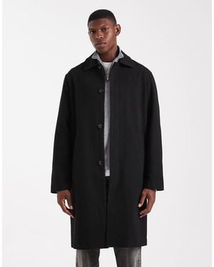 Jack & Jones Pardessus long en aspect laine - Noir