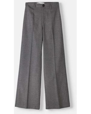 Bershka Wide Leg Tailoring Trousers - Grey