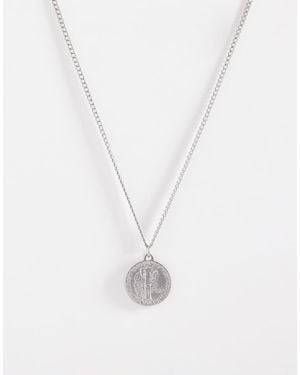 ASOS Waterproof Stainless Steel Double Sided Coin Pendant Necklace - White