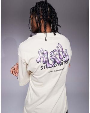 Alpha Industries Alpha T-shirt With Bubble Back Print Logo - Grey
