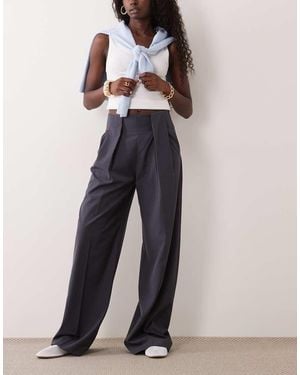Mango Elegante Broek Met Plooien Aan De Voorkant - Blauw