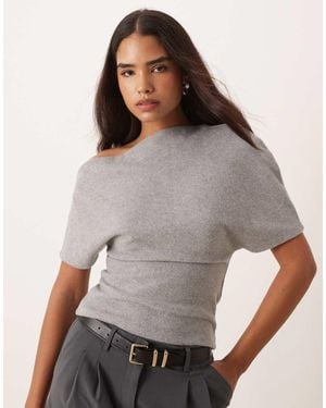 Gina Tricot Soft Asymmetric Top - Grey