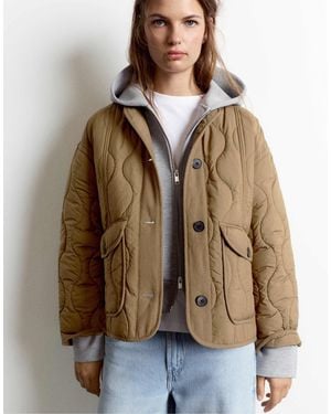 Pull&Bear Pufferjacke mit taschen - Natur