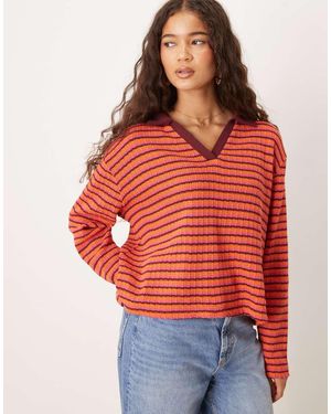 ASOS Long Sleeve Boxy Rugby Collared Top