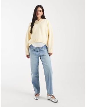 ASOS Asos Design Maternity High Rise Relaxed Mom Jean - Blue