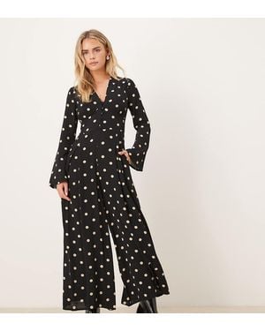 Nobody's Child Petite Valencia V Neck Button Front Jumpsuit - Black