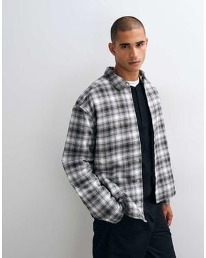 ASOS Camicia Oversize Imbottita A Quadri Nera - Grigio