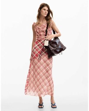 Desigual Checked Plaid Strap Dress - Yellow