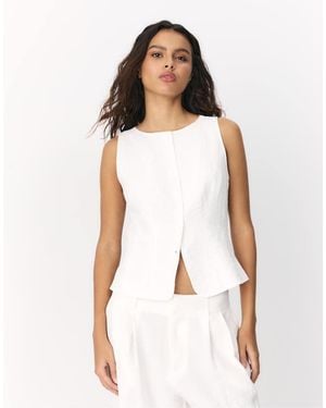 Stradivarius Sleeveless Buttoned Top - White