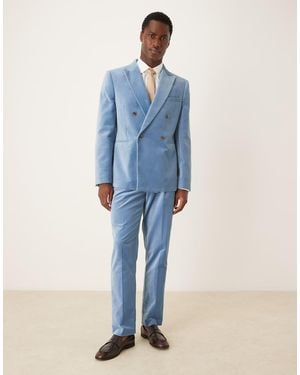 ASOS Pantaloni Da Abito Slim Con Pieghe Sul Davanti Azzurri - Blu