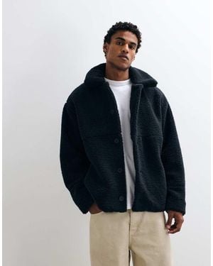 ASOS Oversized Borg Coachjack - Blauw
