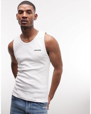 PEGADOR Ribbed Logo Vest - White