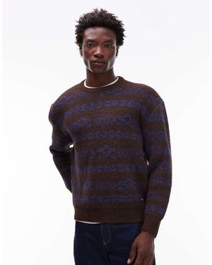 Element Shoreton Logo Stripe Knit Jumper - Blue