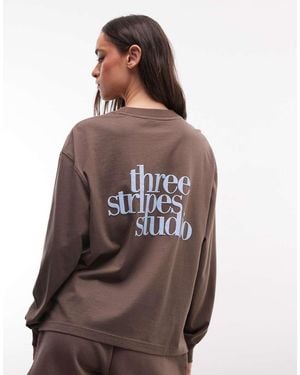 adidas Originals Three Stripes Studios Long Sleeve Top - Brown