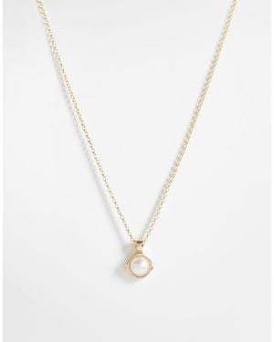 ASOS Asos Design Curve Necklace With Faux Pearl Pendant - White