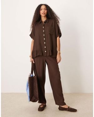 River Island Linen Look Pants - Brown