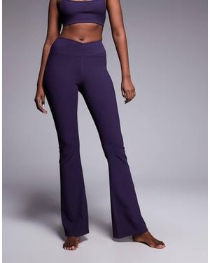 4505 Micro Rib Wrap Waist Slim Kick Yoga Legging - Blue