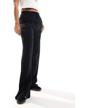 Stradivarius Broek Met Elastische Taille En Linnenlook - Blauw